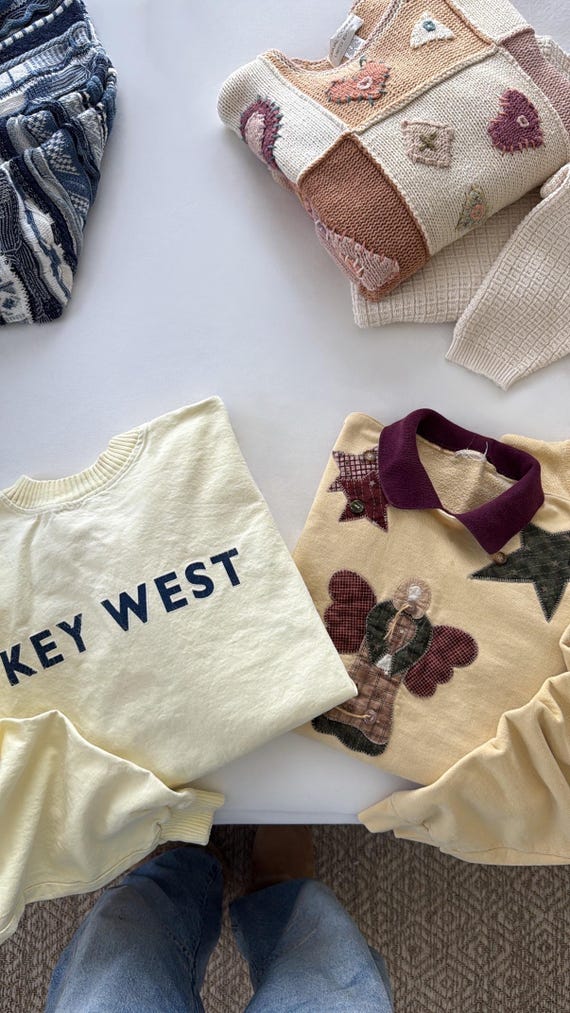 Vintage Patchwork Stitched Angel Collared Sweatsh… - image 8