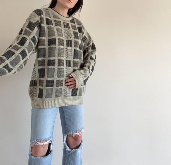 Vintage Checkered Patterned Sweater - image 2