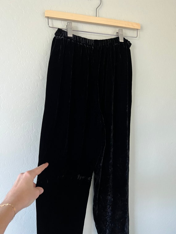 Vintage Black High Waisted Elastic Crushed Velvet… - image 6