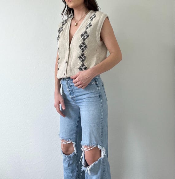 Vintage Chunky Knit Argyle Sweater Vest