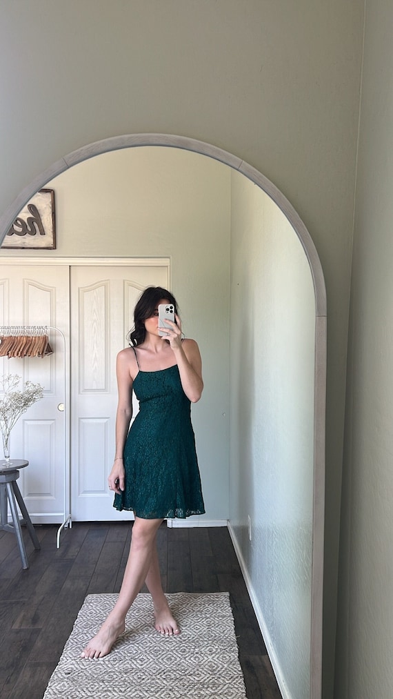 Vintage Green Lace Mini Dress