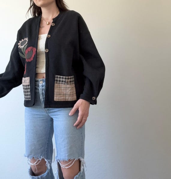 Vintage Floral Patchwork Cardigan Sweatshirt - image 3