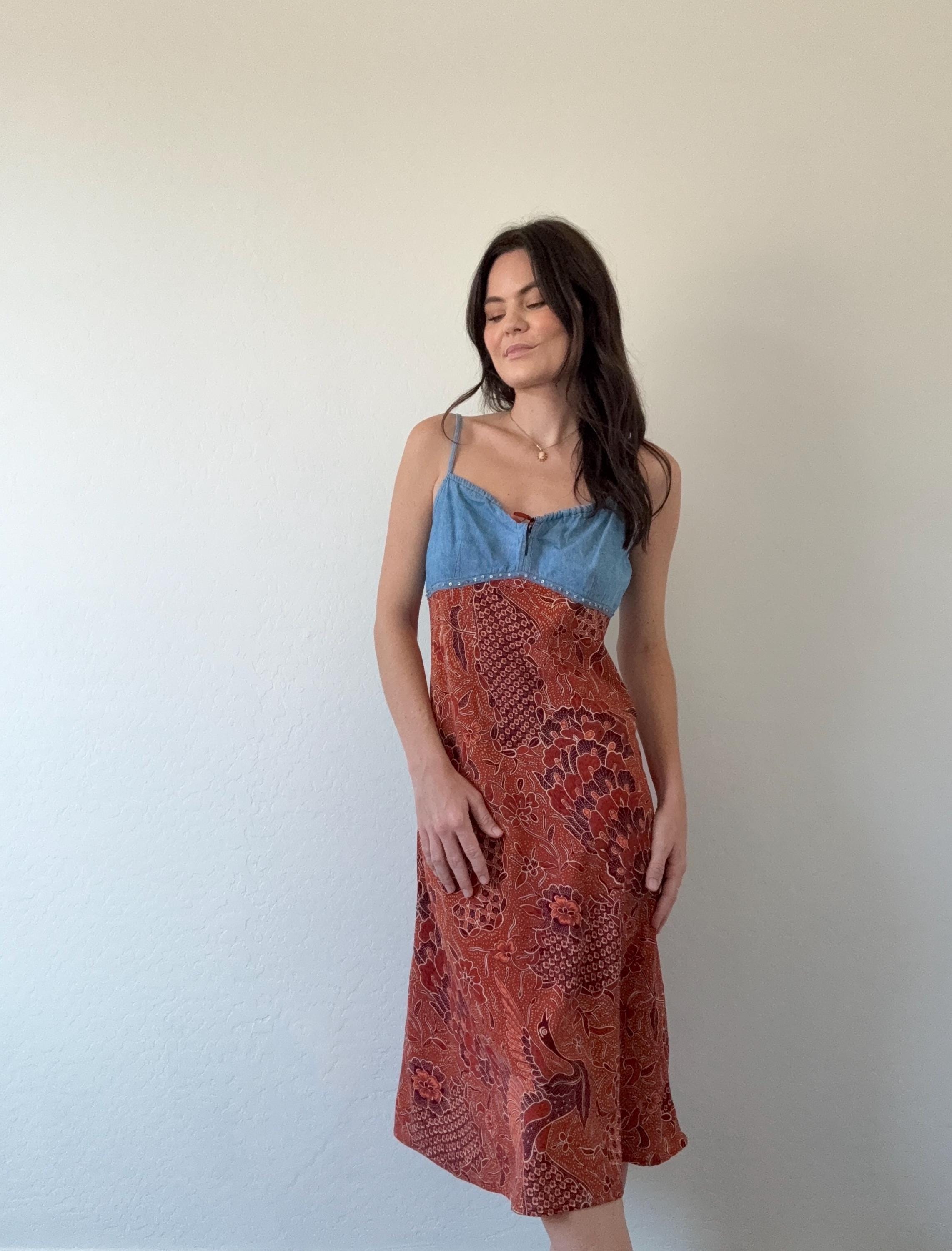 denim midi dress spaghetti strap Denim Midi Dress