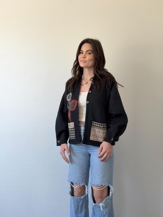 Vintage Floral Patchwork Cardigan Sweatshirt - image 6