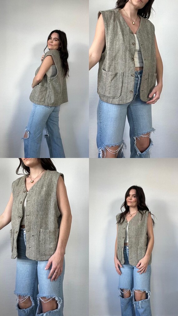 Vintage Buttoned Patterned Vest - image 8