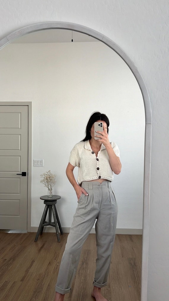 Waist 27 Vintage High Waisted Pleated Trousers