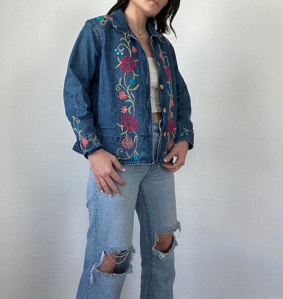 ジャケット・アウター 80s vintage flower denim jeans jacket s-l400.jpg