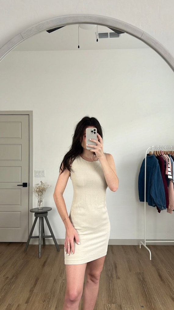 Vintage Neutral Sleeveless Mini Dress