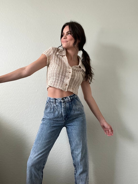 Waist 26 Vintage High Waisted Pleated Jeans - image 4