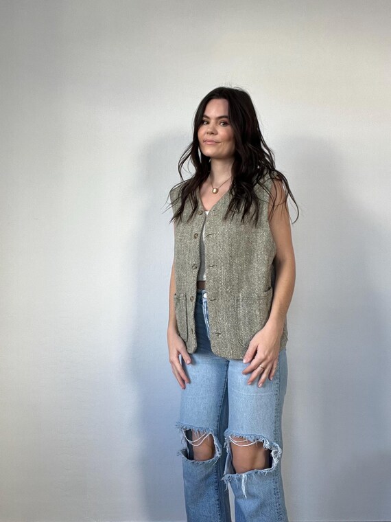 Vintage Buttoned Patterned Vest - image 4