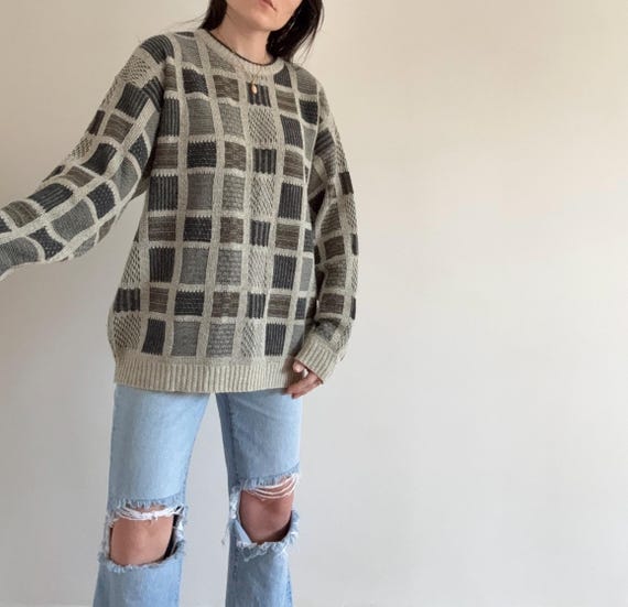 Vintage Checkered Patterned Sweater - image 4