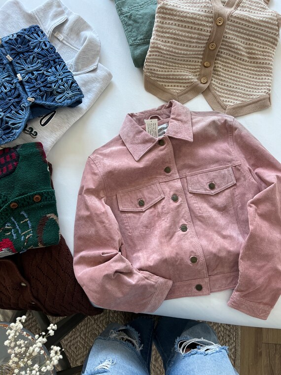Vintage Deadstock Cropped Suede Pink Jacket - image 9