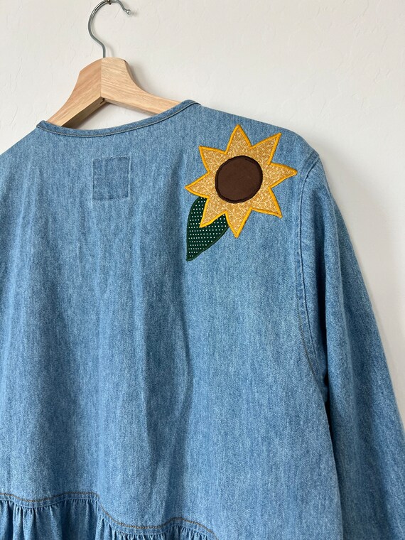 Vintage Denim Sunflower Midi Dress - image 9