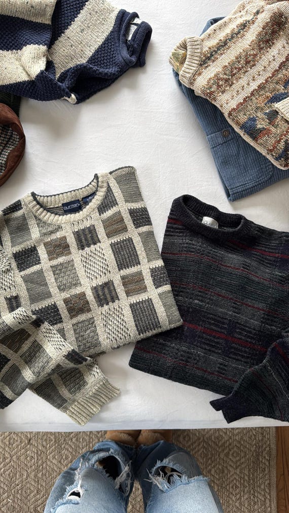 Vintage Checkered Patterned Sweater - image 10