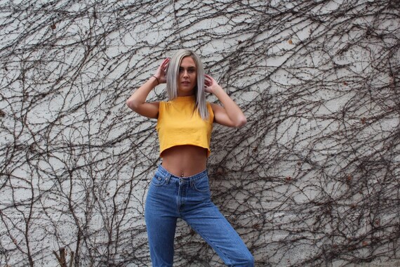 Vintage Mustard Sleeveless Croptop