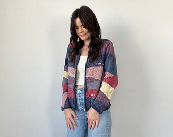 Vintage Abstract Multicolored Zipped Cardigan Sweater - Etsy