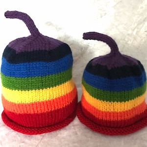 Rainbow beanie knitted hat, hand knitted babies hat, boys hat, girls hat, adult  ladies men’s winter hat, beanie, All sizes