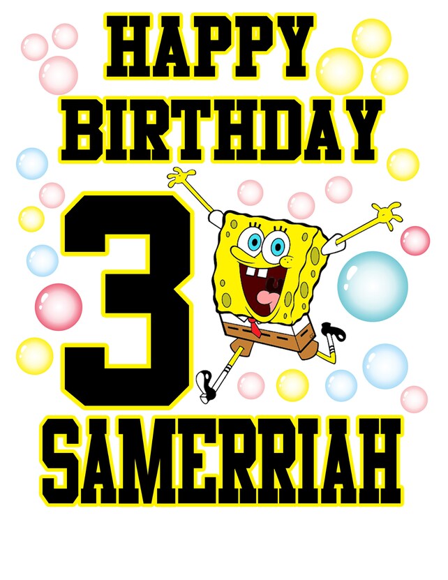 Download Spongebob birthday shirt Custom transfer Png spongebob | Etsy