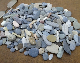 300 beach stones 0.4"- 1.6"[1-4cm]. Different types, shapes and colors. Natural sea pebbles for various crafts, pebble art and decoration.