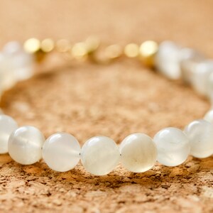 Genuine Moonstone Beaded Bracelet with Gold Plated Components