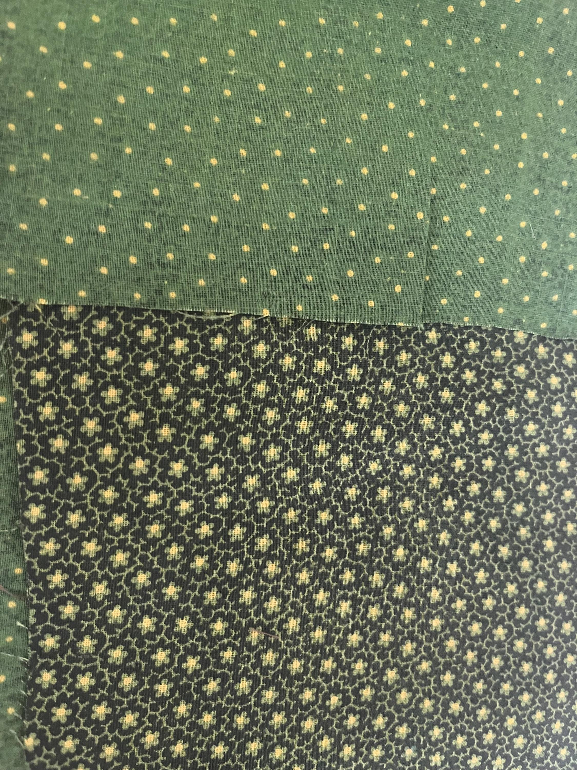 Back in Time Textiles Two Pieces of 19th Century Calico Green Fabric ...