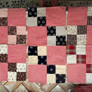 Back In time Textiles! 16 Antique 1890-1910 quilt blocks crafts calico fabrics hand stitched