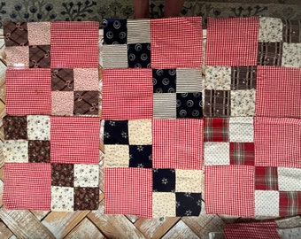 Back In time Textiles! 16 Antique 1890-1910 quilt blocks crafts calico fabrics hand stitched