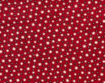 Back In Time Textiles~ Antique 1880 red star pattern calico fabric 5 pieces! crafts quilting dolls fabric art