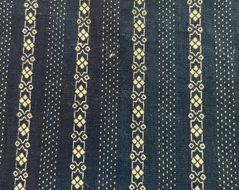 Back In Time Textiles! Antique 1890 Indigo blue calico fabric quilting crafts doll dresses.