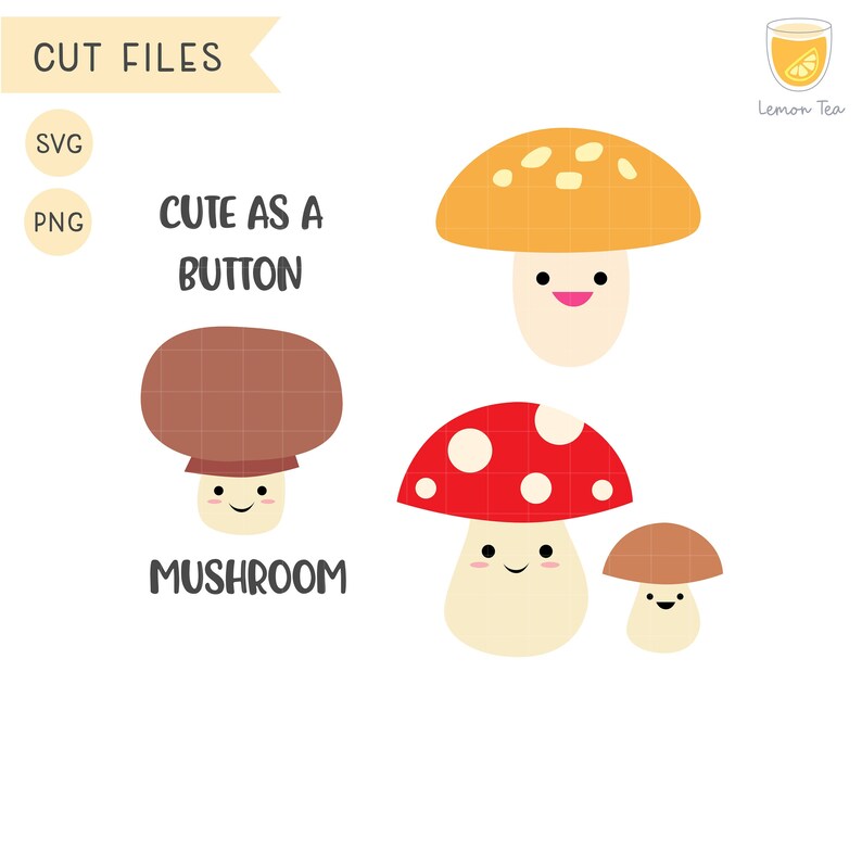 Süße Pilze SVG, Clipart, PNG, Vektor, Kommerzielle Nutzung, Digital ...