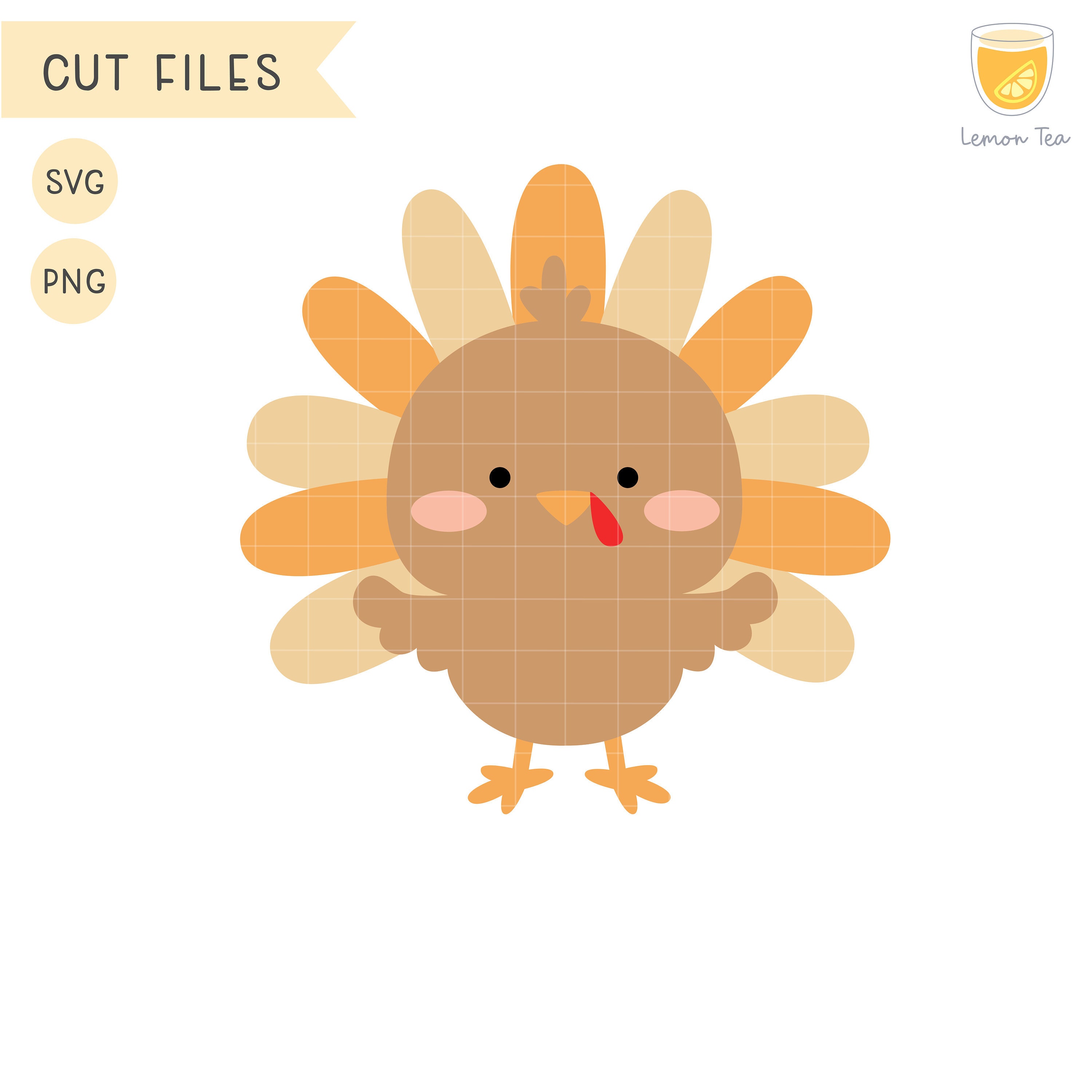 Cute Turkey SVG, Thanksgiving Clipart, Turkey PNG, Vector, Commercial