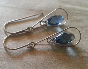 Sterling Silver Teardrop Earrings with Swarovski Crystals