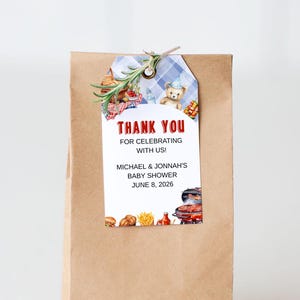 Editable Baby-Q Baby Shower Favor Tag – BBQ Themed Thank You Tag – Printable Instant Download – Grill Coed Shower Label, 0113