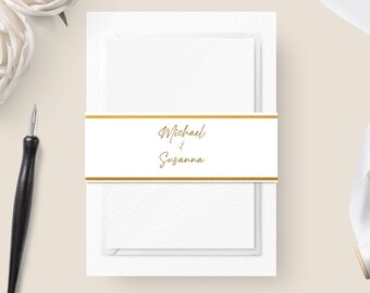 Wedding Belly Band Template Elegant Script Traditional Wedding Calligraphy & Border Wedding Invitation Belly Band Instant Download 0189