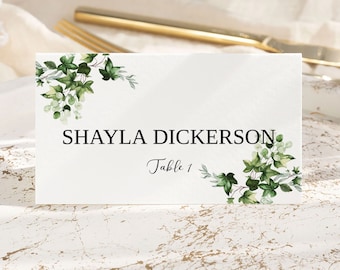 Editable Greenery Wedding Place Cards Template Instant Download Table Place Name Cards Wedding Digital Download Table Decorations 0026