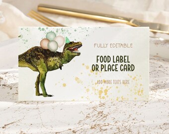 Editable Dinosaur Place Cards Template Instant Download Table Name Cards Birthday Party Decorations First Birthday Table Decor 0188