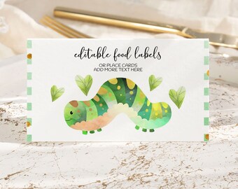 Editable Caterpillar Place Cards Template for Birthday Baby Shower Table Place Cards Name and Seating Cards 0019