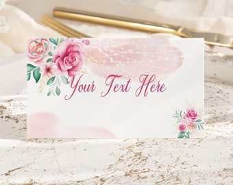 Editable Pink Rustic Place Cards Template Instant Download Table Name Cards Decor First Birthday Party Decorations Seating Cards 0079