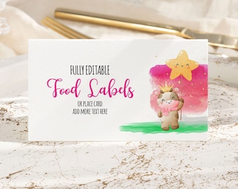 Editable Cow Place Cards Template Instant Download Table Name Cards Birthday Party Decorations First Pink Birthday Table Decor 0179