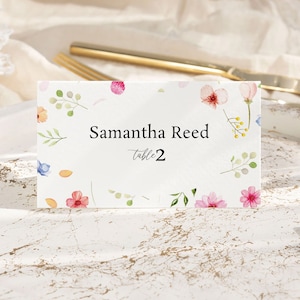 EDITABLE Wildflowers Place Cards Template Instant Download Table Name Cards Decor Wedding Table Place Cards Decorations Seating Cards 0174