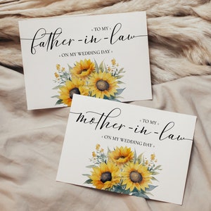 Modèle MODIFIABLE de carte de correspondance de mariage tournesol à ma belle-mère beau-père rustique jaune le jour de mon mariage Cartes de correspondance 0061