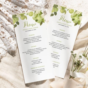 Modello di menu per baby shower con pera perfetta modificabile Modello di menu per baby shower con pera gemella Modello di menu per baby shower con cena Stampabili per feste 0127