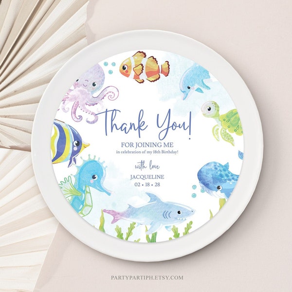 EDITABLE Under the Sea Charger Plate Insert Nautical Theme Birthday Party Underwater Theme Baby Shower Wedding Birthday Insert 0146