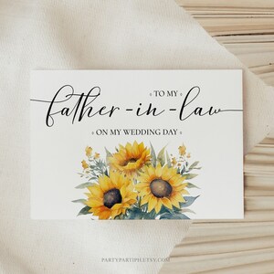 Modèle MODIFIABLE de carte de correspondance de mariage tournesol à mon beau-père beau-père rustique jaune sur ma carte de correspondance de mariage 0061