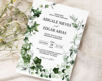 Editable Greenery Wedding Invitation Template Instant Download Elegant Digital Wedding Invitation 0026