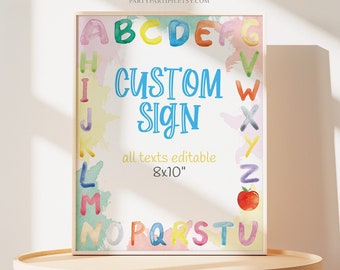 Editable Alphabet Custom Sign Alphabet Birthday Table Sign Instant Download Letters Custom Sign Alphabet  Sign 0074