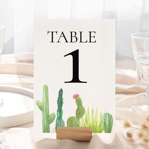 Modèle modifiable de numéros de table de mariage cactus du désert numéros de table cactus imprimable décoration de numéro de table de sièges, 0022