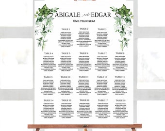 Editable Greenery Wedding Seating Chart Sign Template Instant Download Seating Chart Wedding Template Find Your Seat Sign 0026