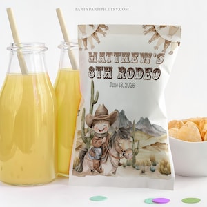 Editable Cowboy Chip Bag Printable Template Rodeo Rustic Cowboy Candy Bag Favors Printable Chip Wrapper Boy Birthday Party Decor 0063