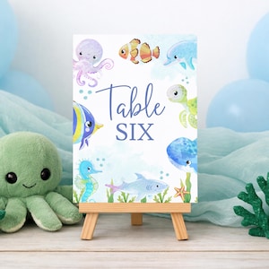 Números de mesa bajo el mar, pastel náutico (JetTemplate, descarga instantánea), 0146